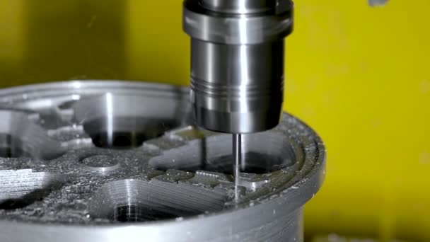 Metalworking CNC milling machine. Cutting metal modern processing technology. — Stock Video
