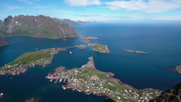 Lofoten takımadaları. Hava görüntüleri. — Stok video