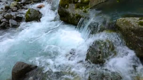 Mountain river water with slow motion closeup — Stock Video