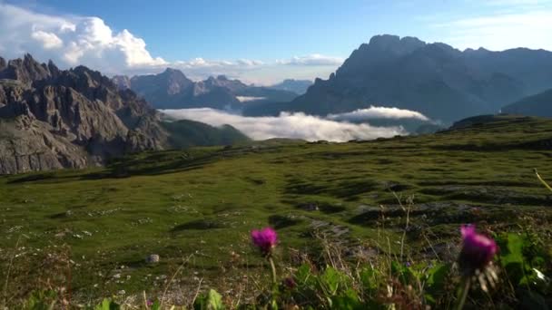 Nationaler Naturpark Drei Zinnen in den Dolomiten. Schöne Natur Italiens. — Stockvideo