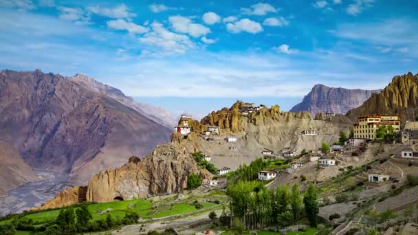 Timelapse Dhankar Pampa. Spiti Valley, Химачал-Прадеш, Индия — стоковое видео