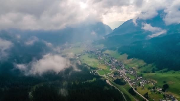 Sappada Italy North-Eastern corner of the Dolomites Alps. Aerial FPV drone flights. — Stock Video