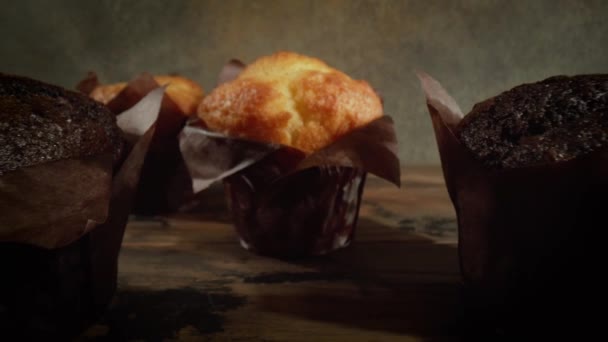 Muffinstårta närbild makro — Stockvideo
