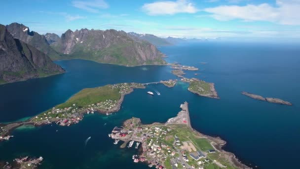 Lofoten takımadaları. Hava görüntüleri. — Stok video