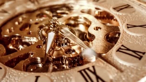 Antique clock dial close-up. Vintage pocket watch. — Stock Video