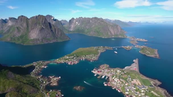 Lofoten archipelago islands Aerial footage — Stock Video