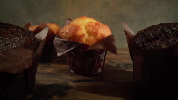Ciasto muffinka zbliżenie słodkie — Wideo stockowe