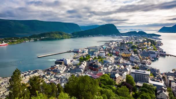 Aksla at the city of Alesund , Norway — Stock Video