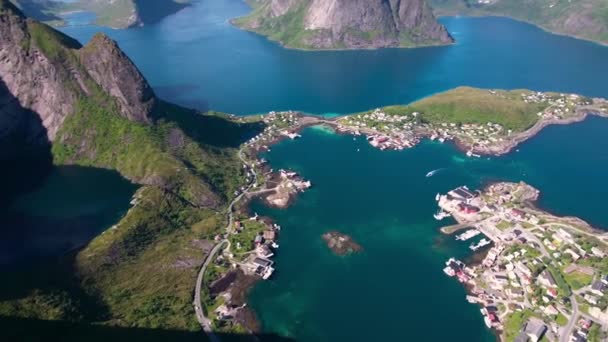 Lofoten takımadaları. Hava görüntüleri. — Stok video