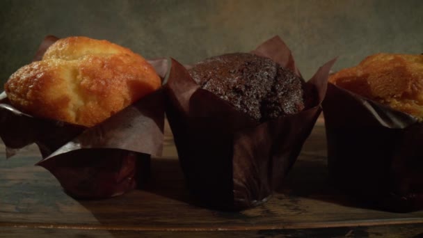 Muffinstårta närbild makro — Stockvideo