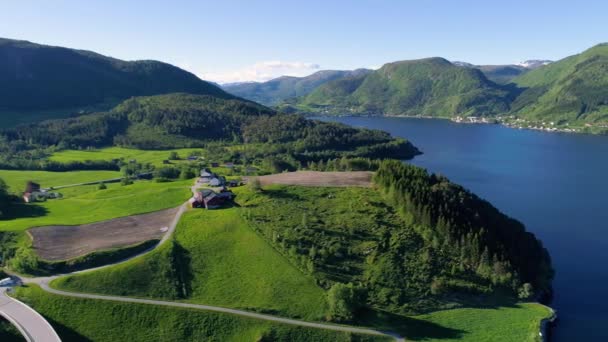 Material aéreo hermosa naturaleza norway. — Vídeo de stock