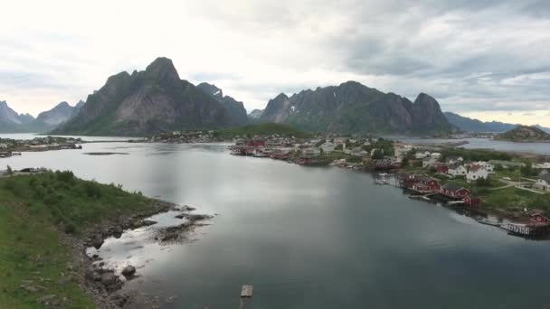 Lofoten archipel eilanden Luchtfoto 's — Stockvideo