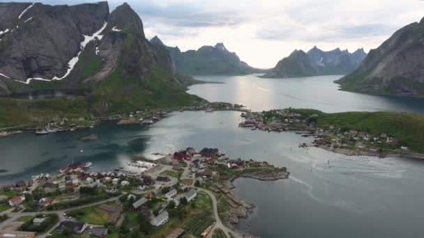 Lofoten archipel eilanden Luchtfoto 's — Stockvideo