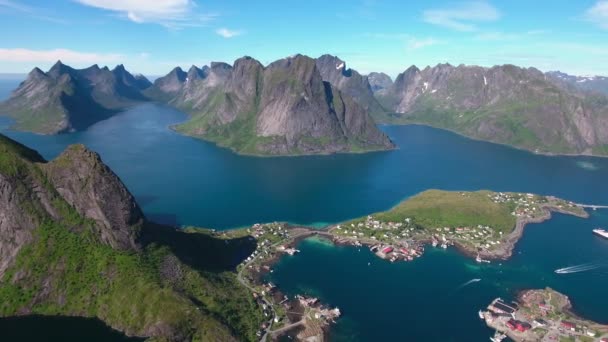 Lofoten takımadaları. Hava görüntüleri. — Stok video