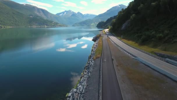 Material aéreo hermosa naturaleza norway. — Vídeos de Stock