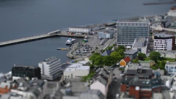Aksla στην πόλη Alesund tilt shift lens, Νορβηγία — Αρχείο Βίντεο