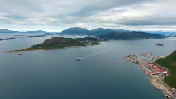 Aksla at the city of Alesund , Norway Aerial footage — Stock Video