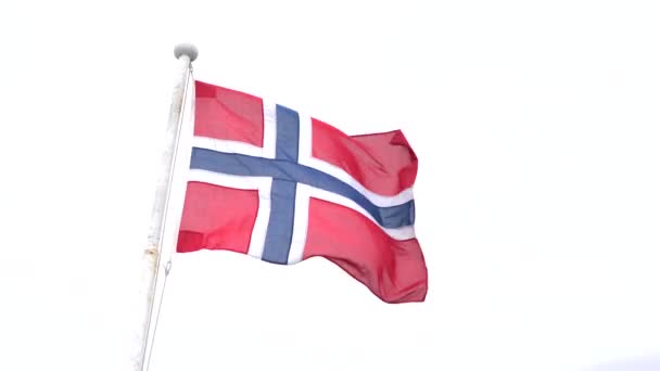 Bandeira da Noruega sobre um fundo branco — Vídeo de Stock