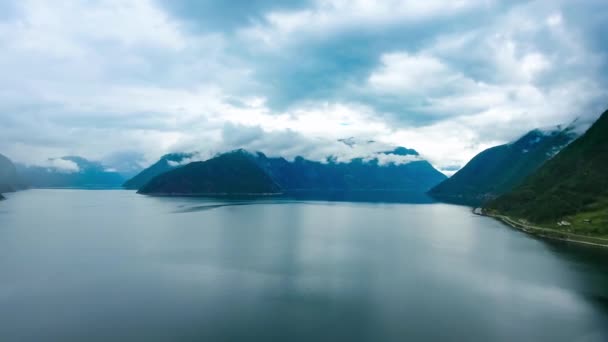 Hava görüntüleri. Güzel doğa Norveç.. — Stok video