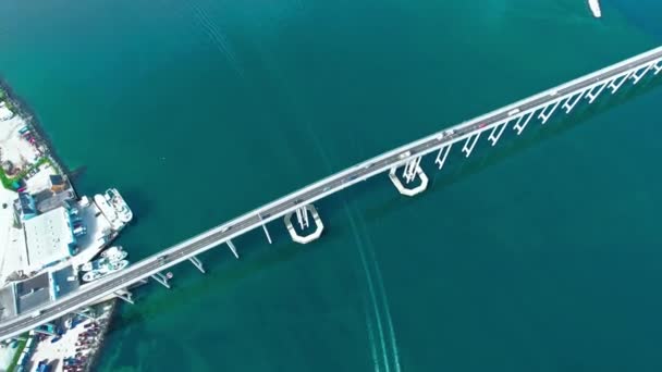 Bridge of city Tromso, Noorwegen Luchtfoto 's — Stockvideo