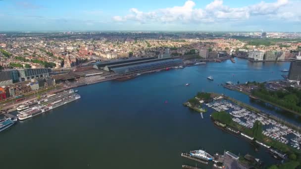 City aerial view over Amsterdam, The Netherlands. View from the bird's flight — Stock Video