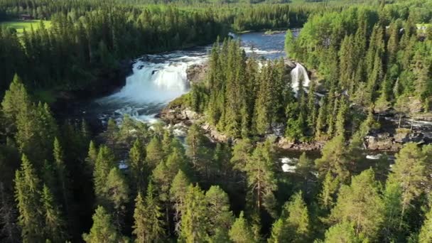 Cascata Ristafallet nella parte occidentale della Jamtland è elencato come una delle più belle cascate in Svezia. — Video Stock