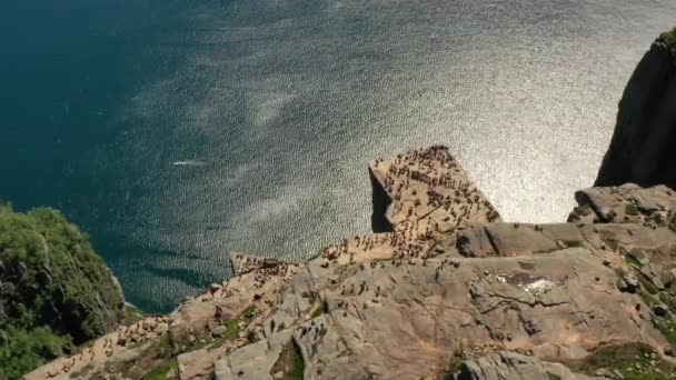 Luftaufnahmen Kanzelfelsen Preikestolen Schöne Natur Norwegen — Stockvideo