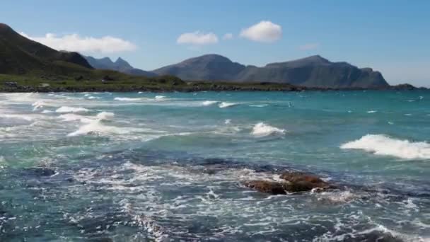 Beach Lofoten Islands è un arcipelago della contea di Nordland, Norvegia . — Video Stock