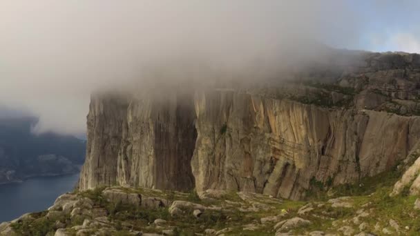 Luchtfoto 's Pulpit Rock Preikestolen Beautiful Nature Norway — Stockvideo