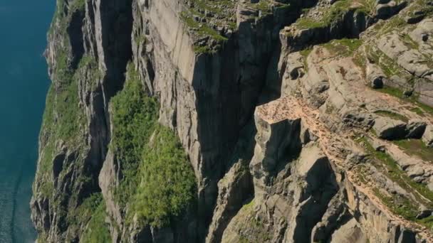 Aerial footage Pulpit Rock Preikestolen Beautiful Nature Norway — Stock Video