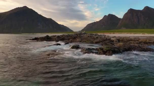 Plaj Lofoten adalar Adaları beach — Stok video