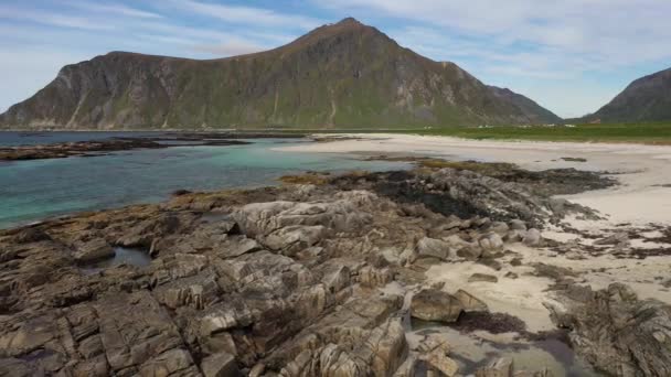 Praia Lofoten arquipélago ilhas praia — Vídeo de Stock