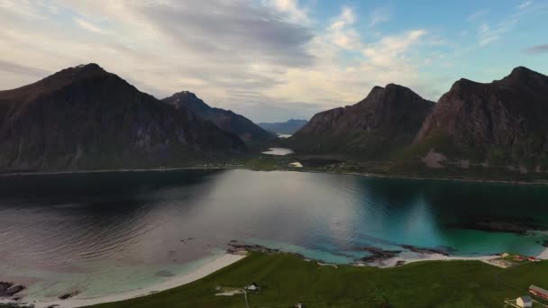 Pláž pláž Lofoten ostrovy souostroví — Stock video