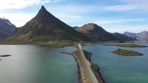 Fredvang Köprüleri Panorama Lofoten adaları — Stok video