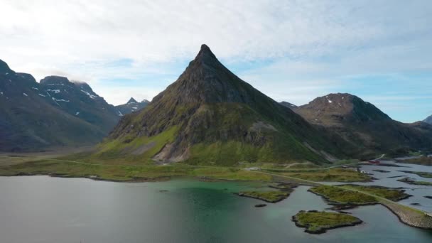 Fredvang Köprüleri Panorama Lofoten adaları — Stok video