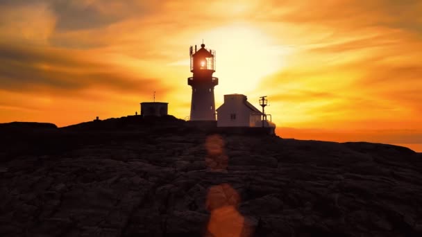 Farol Litoral. Farol de Lindesnes é um farol costeiro na ponta mais ao sul da Noruega . — Vídeo de Stock