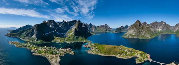 Panorama Lofoten Egy Szigetcsoport Nordland Megyében Norvégiában Ismert Jellegzetes Táj — Stock Fotó