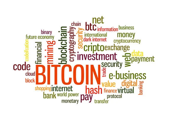Bitcoin nuvem palavra — Fotografia de Stock
