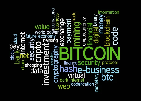 Bitcoin word cloud — Stockfoto