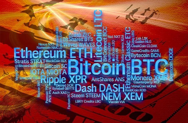 Crypto currencies word cloud — Stock Photo, Image