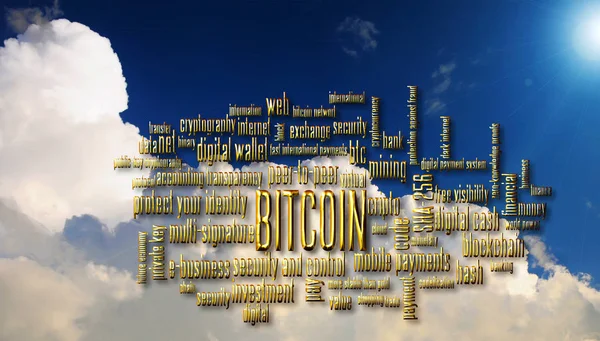 Chmura słowa Bitcoin — Zdjęcie stockowe