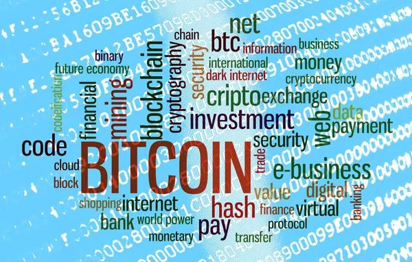 Bitcoin word cloud — Stockfoto