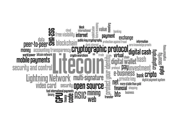 Litecoin word cloud — Stockfoto