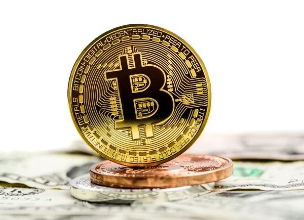 Bitcoin aleijado para moeda — Fotografia de Stock