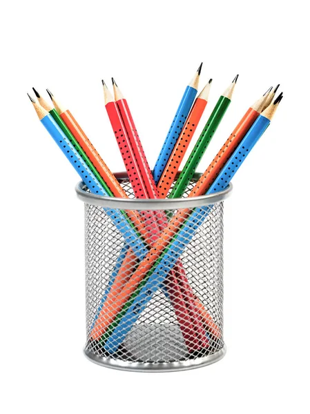 Basket with colored pencils — Stock Photo, Image