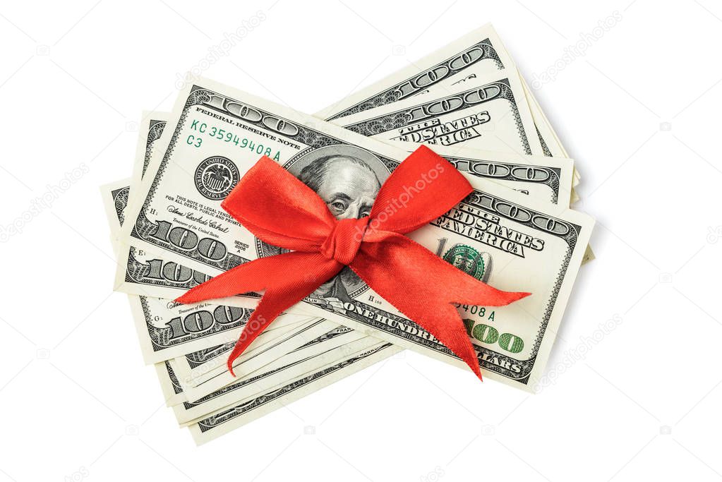 Dollars with red bow