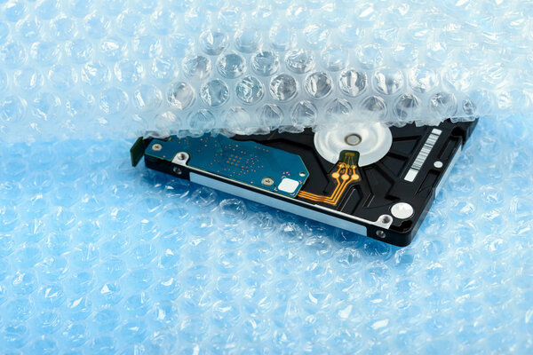 Hard disk in bubble wrap