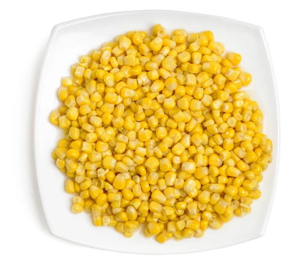 Gotowanej kukurydzy na talerzu — Zdjęcie stockowe