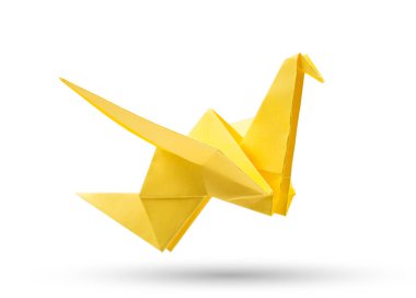 Origami uçan kağıt kuş kırpma yolu ile izole