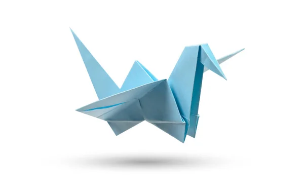 Літаючий птах Орігамі ізольований з обрізаною стежкою. Японська частина — стокове фото